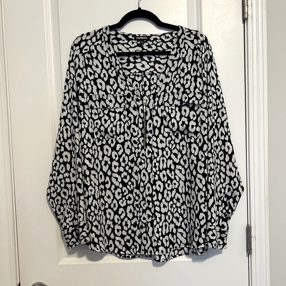 Express Leopard Print Blouse - Picture 1 of 14